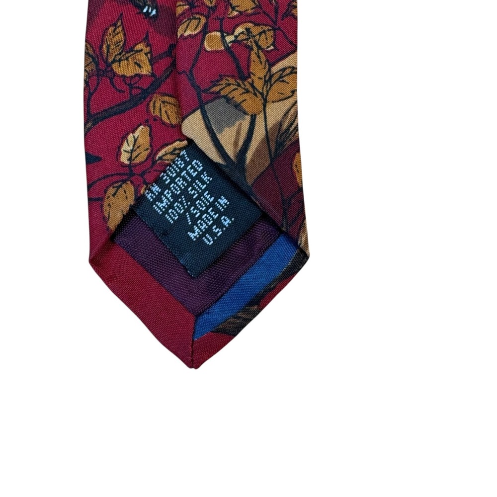 Vintage 1995 World Wildlife Fund Grizzly Bear Fox Owl Nature Menswear 100% Silk - Picture 5 of 7